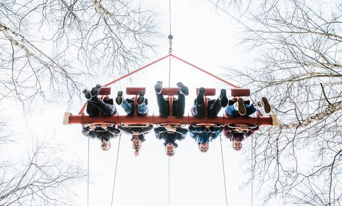 Suspended on Skyride before the big drop